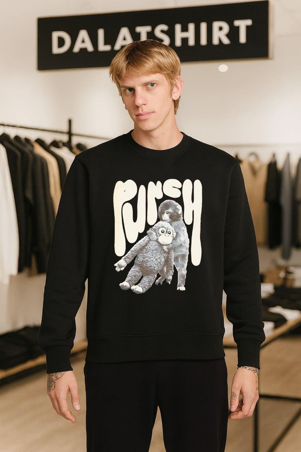 PUNCH Monkey Hugging A Stuffed Animal shirt