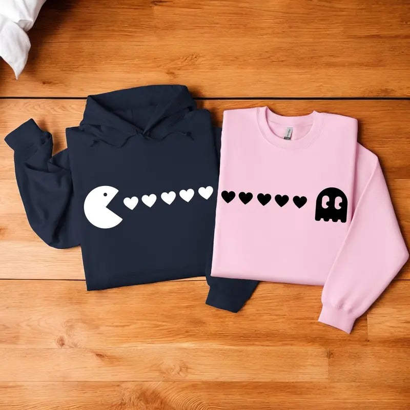 Pack-Man Couple Sweatshirt, Matching Couple Shirts, Family Matching Hoodie, Valentine's Day Gift For Her, Anniversary...