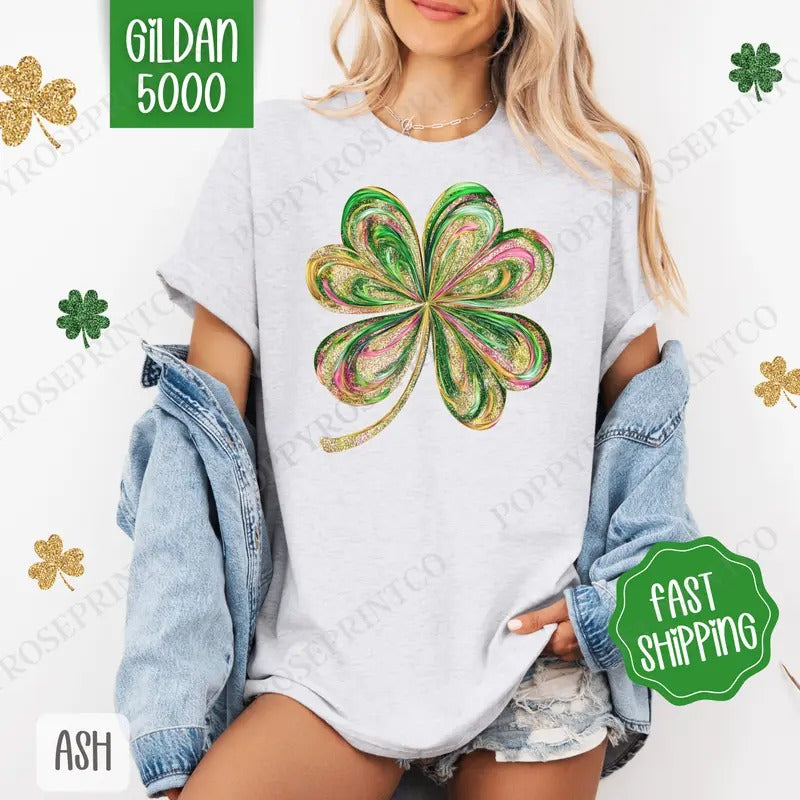 Painted Clover Shirt Gildan, St Patrick's Day Women's Tee, Cute Women's Tshirt Plus Sizes Hoodie, Sweatshirt | TeeBloomCo.com