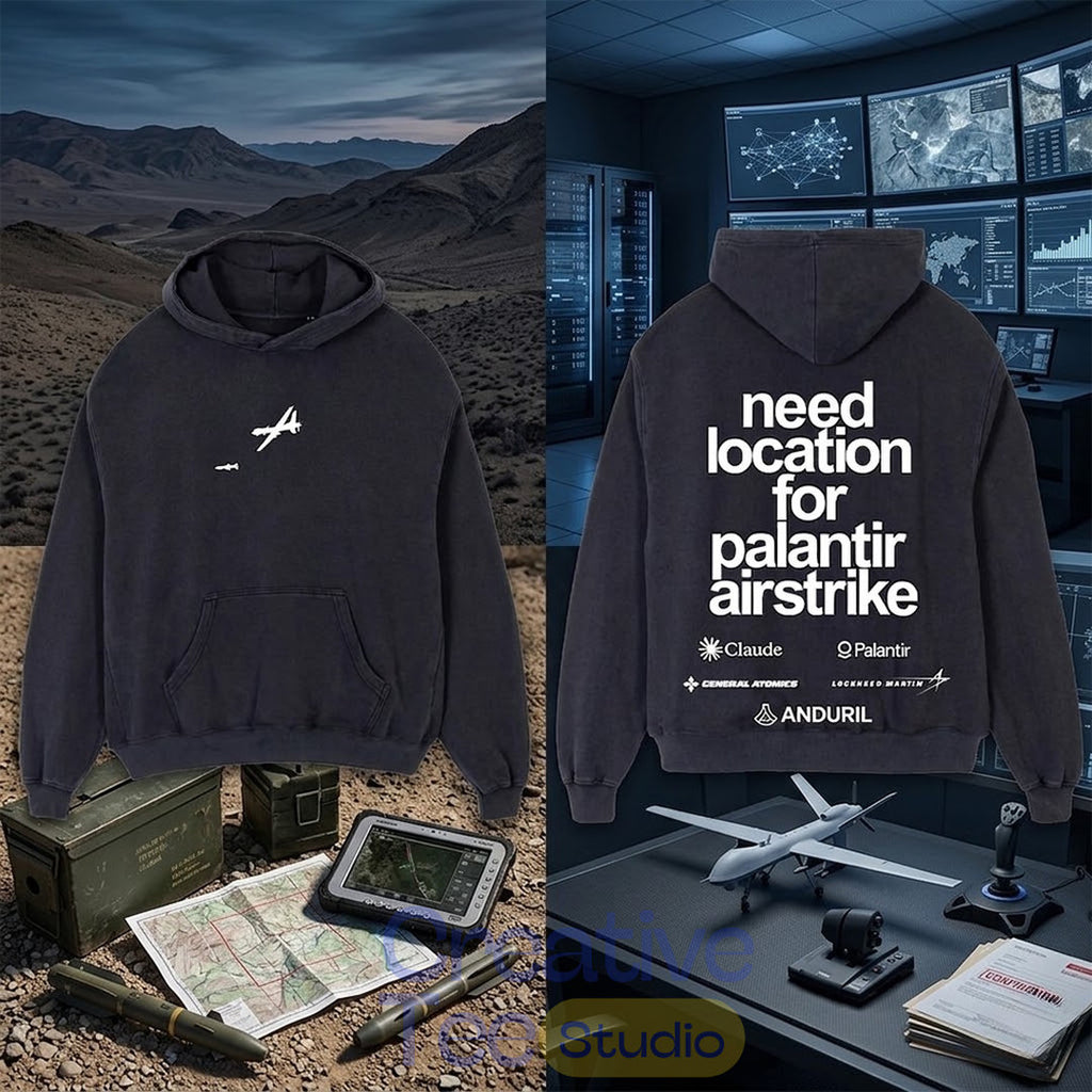 Palantir Airstrike Claude Tech Satire Hoodie