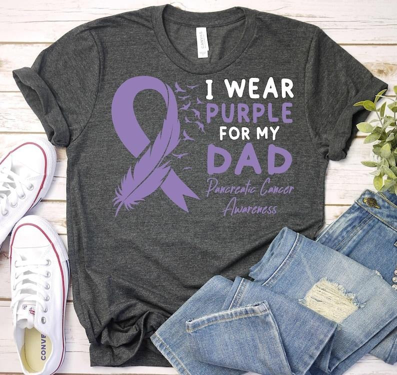Pancreatic Cancer Shirt, Pancreatic Cancer Support Dad Shirt,Pancreatic Cancer Awareness Shirt,Pancreatic Cancer Survivor...