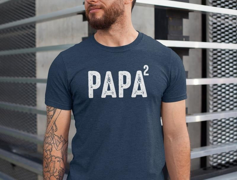 Papa 2 Shirt, Papa Squared Tshirt, Father's Day Papa Gift Tee, 2nd Child Papa Gift Tshirt, Papa of 2 T-Shirt Hoodie,...