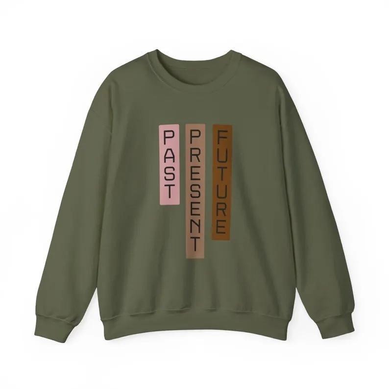 Past Present Future Unisex Sweatshirt Long Sleeve Pullover for Women & Men Comfort Crewneck Casual Top in Comfort Colors...