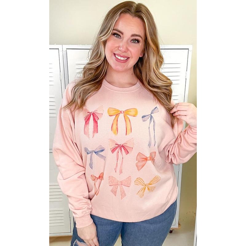 Pastel Bow Graphic Sweatshirt T-Shirts, Hoodie | TeeBloomCo.com