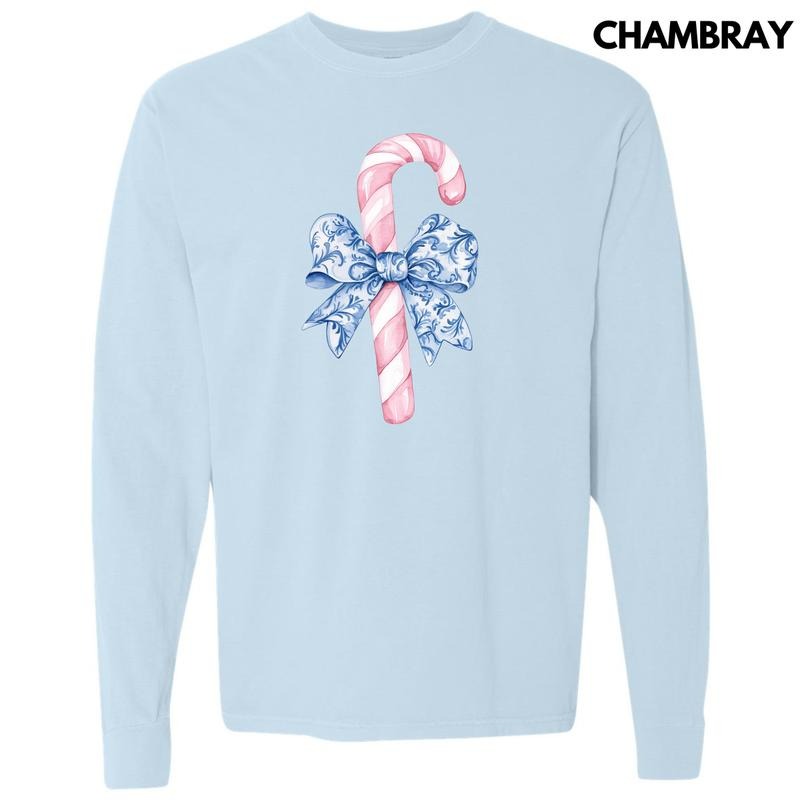 Pastel Candy Cane Long Sleeve Comfort Colors T-Shirt 'NLB' Hoodie, Sweatshirt | TeeBloomCo.com