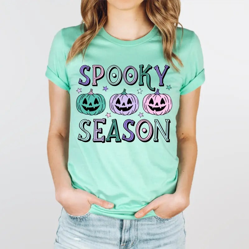 Pastel Spooky Season Tee Shirt Mint and Lavender Jack O Lantern Hoodie, Sweatshirt | TeeBloomCo.com