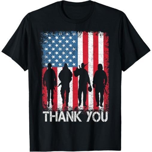 Patriotic American Flag Thank You For Men T-Shirt Made in USA Hoodie, Sweatshirt | TeeBloomCo.com