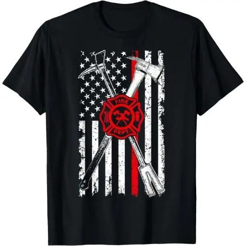Patriotic Design Axe Halligan Thin Line Red Firefighter T-Shirt Made in USA Hoodie, Sweatshirt | TeeBloomCo.com