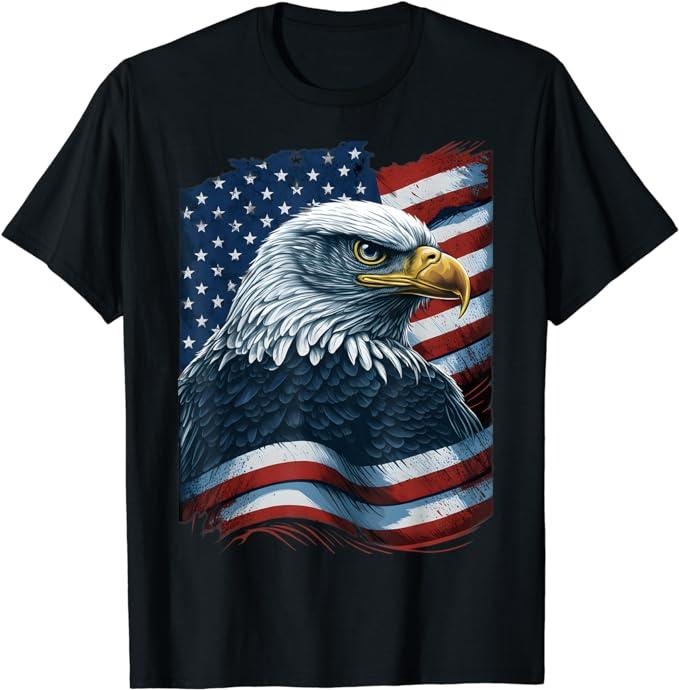 Patriotic Shirts For Men, Bald Eagle Proud Patriotic American US Flag 4th Of July T-Shirt Menswear Top Casual Cotton...