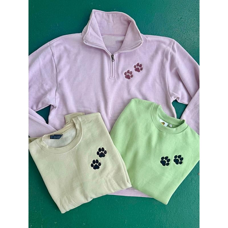 Paw Embroidered QZ Pullover or Sweatshirt (Multiple Options) T-Shirts, Hoodie | TeeBloomCo.com