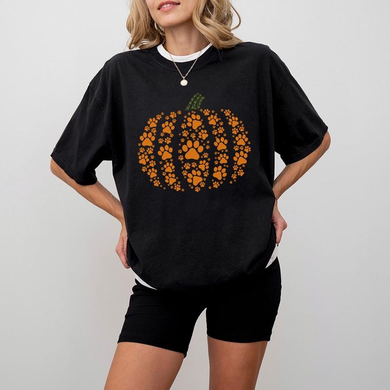 Paw Pumpkin Shirt, Paw Dog Print Shirt, Dog Halloween Tshirt, Retro Pumpkin Paws Tee, Halloween Shirt, Halloween...