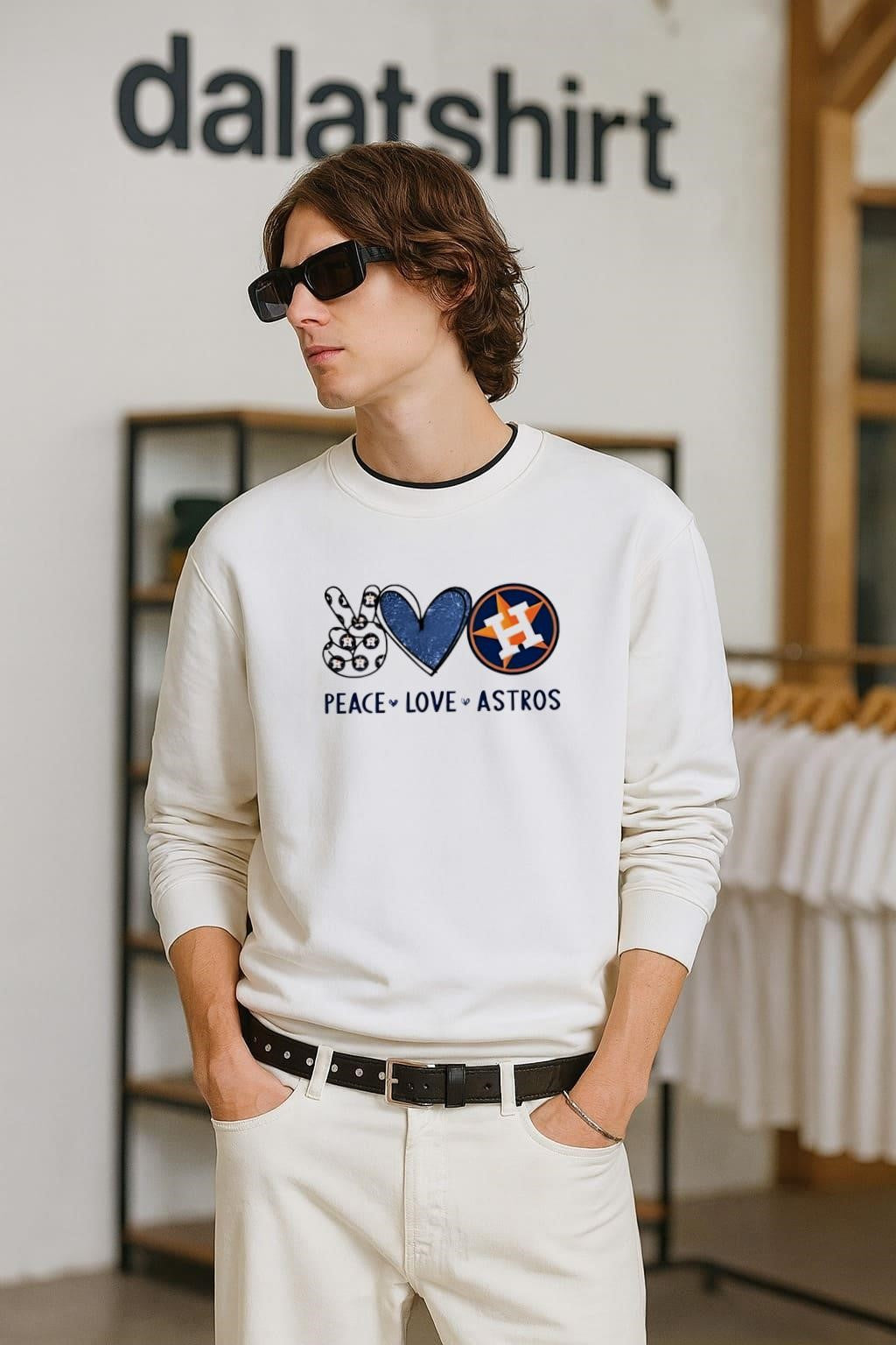 Peace Love Astros Houston Baseball Star Logo Graphic shirt