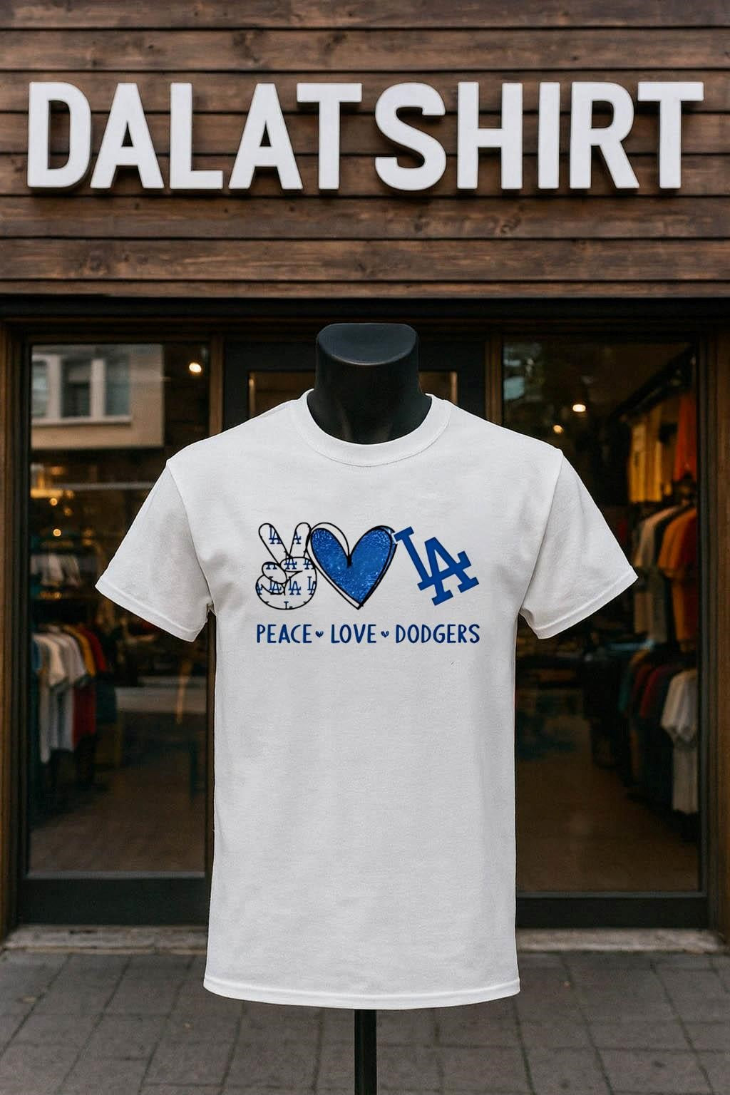 Peace Love Dodgers Los Angeles Blue Heart Baseball shirt
