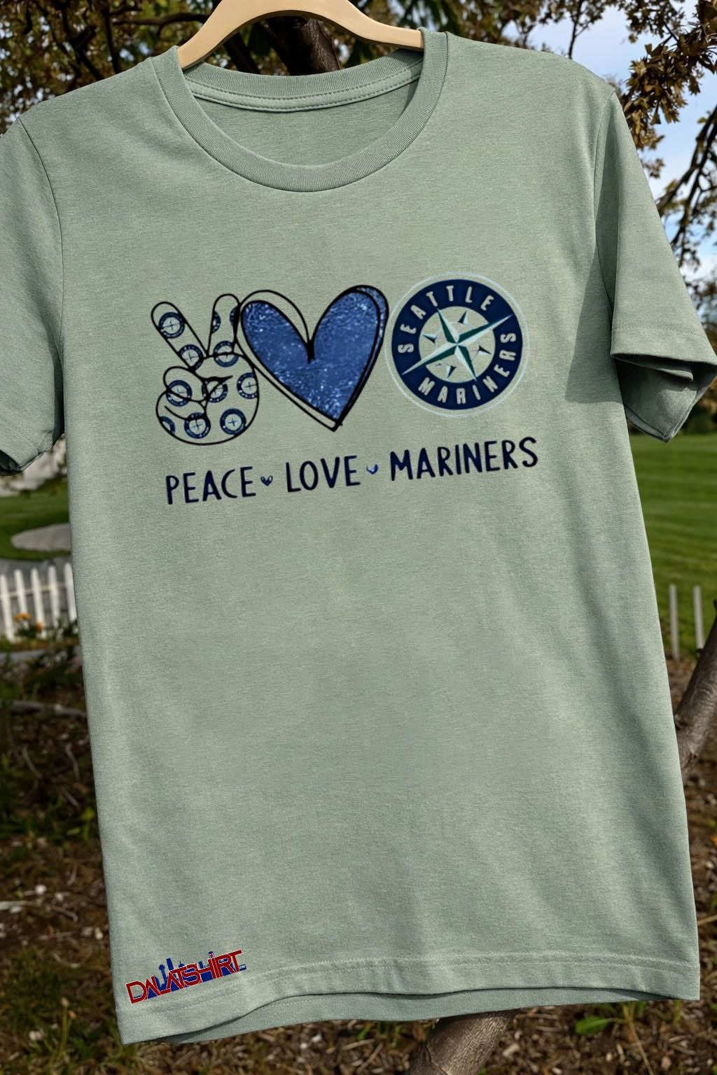 Peace Love Mariners Seattle Baseball Hand Heart Graphics shirt