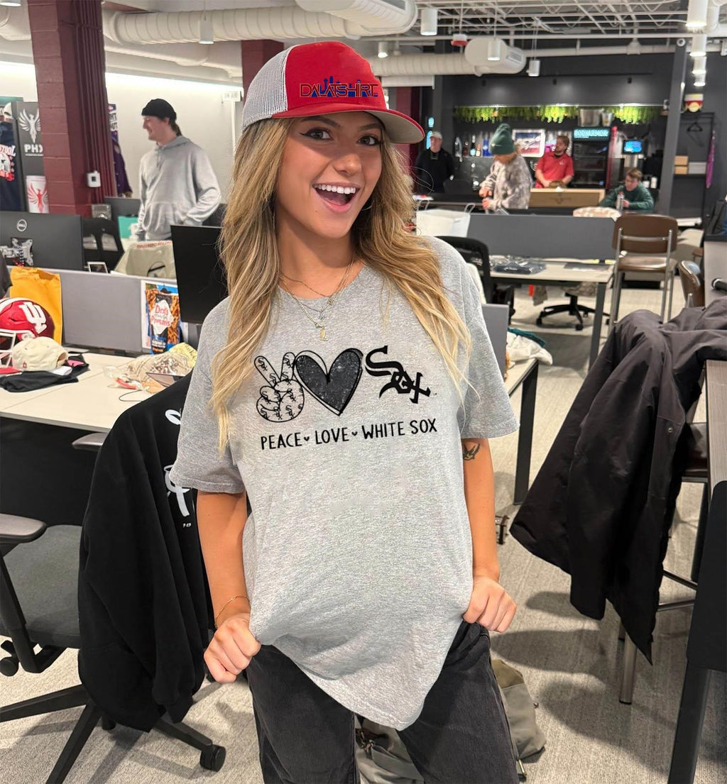 Peace Love White Sox Chicago Baseball Fan Graphic shirt