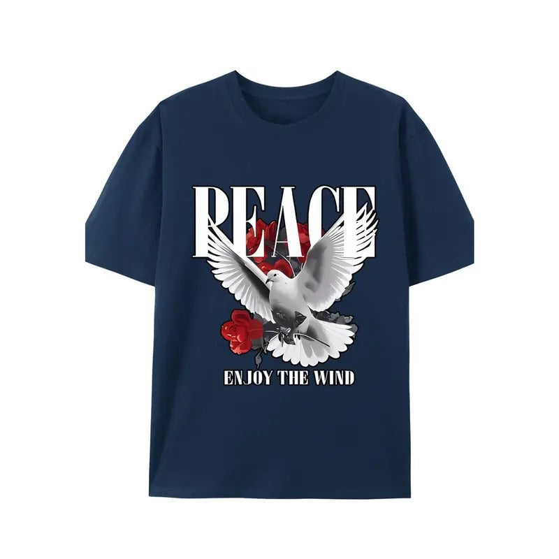 Peace dove print tee shirt, Tees for Men, Casual Short Sleeve T-shirt for summer Made in USA Hoodie, Sweatshirt