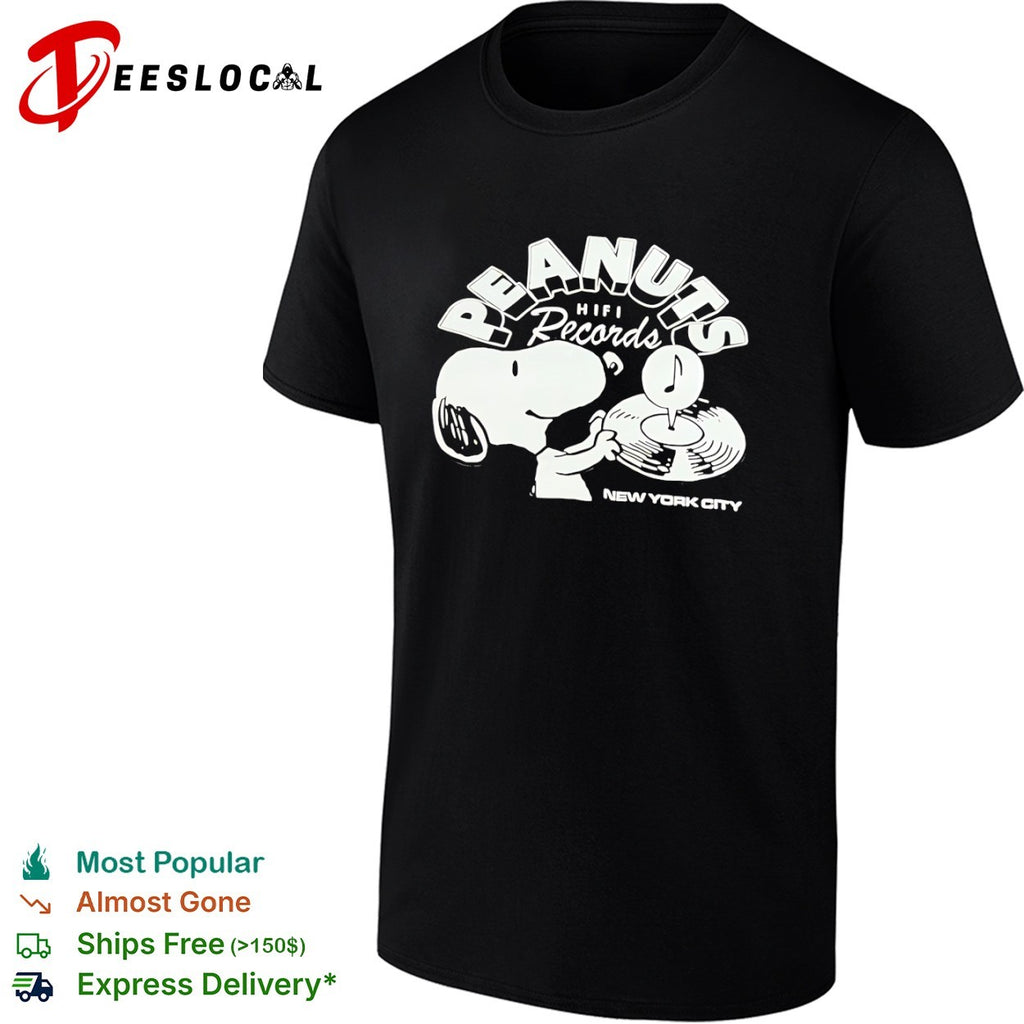 Peanuts HiFi Records New York City Snoopy Music Vinyl shirt
