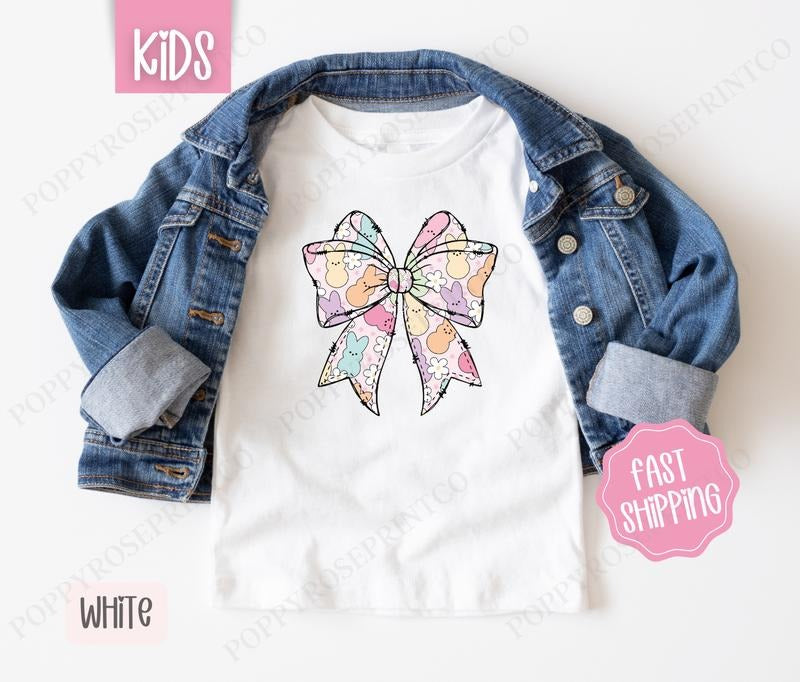 Peep Bow Kids Shirt - Easter Children's Tshirt - Cute Youth Tee Gildan Hoodie, Sweatshirt | TeeBloomCo.com
