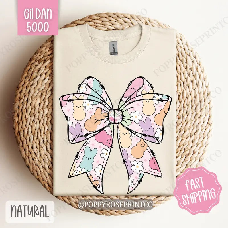 Peep Bow Shirt Gildan, Women's Tee, Cute Easter Women's Tshirt Plus Sizes Hoodie, Sweatshirt | TeeBloomCo.com