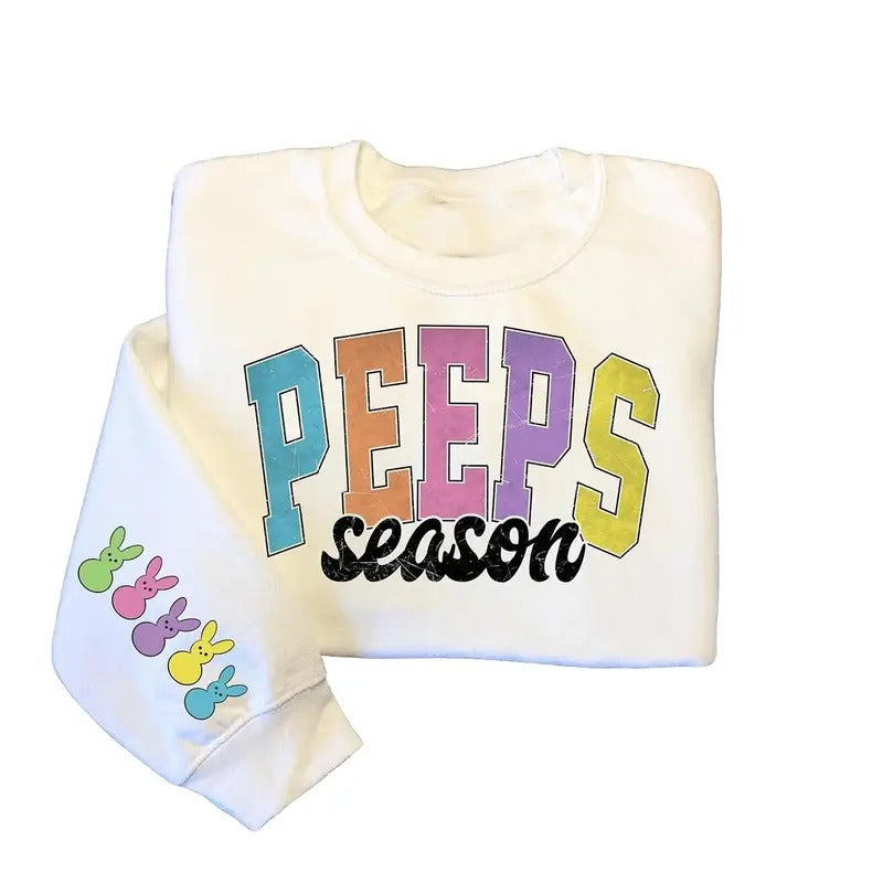 Peeps Season Sweatshirt, Funny Easter Sweatshirt, Easter Sweatshirt for Women, Womens Easter Gift, Cute Easter Day...