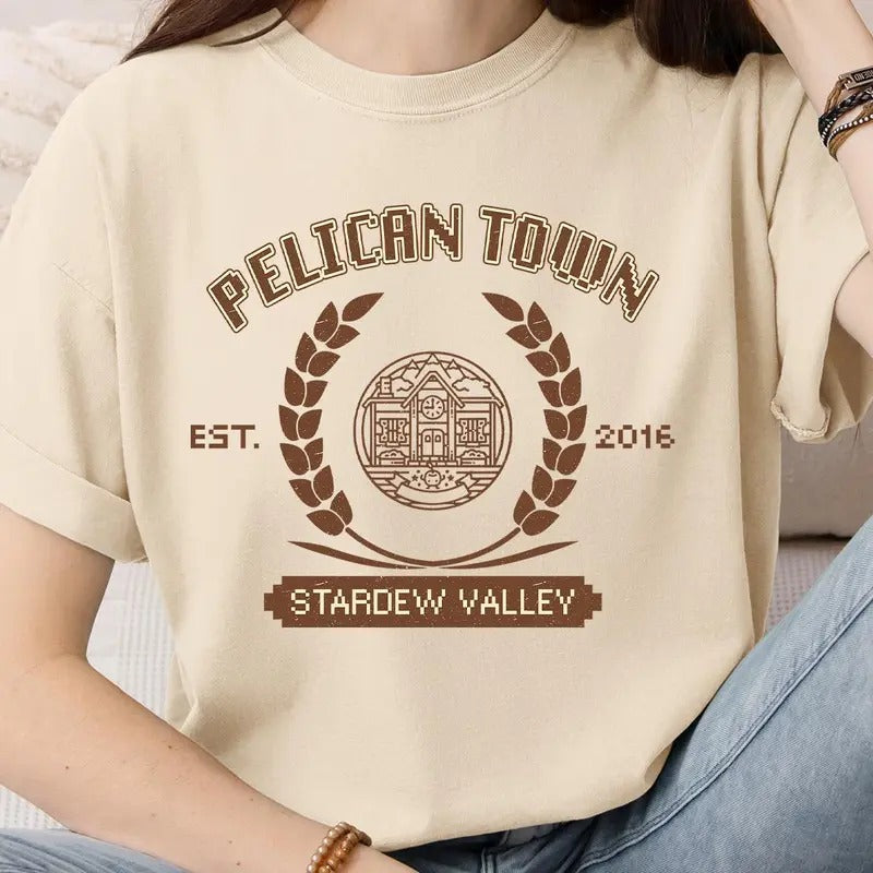 Pelican Town Shirt Sweatshirt, Stardew Valley Shirt, College Style Stardew Valley Shirt, Stardew Valley Gift Hoodie