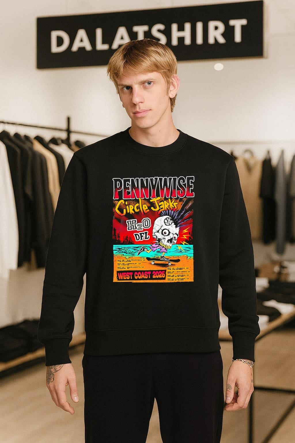 Pennywise Circle Jerks H2o Dfl West Coast 2026 Tour Skate Skull shirt