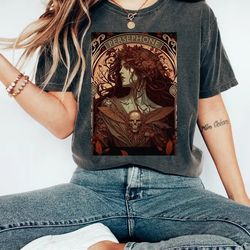 Persephone Tarot Card Shirt Comfort Colors Mythology Shirt Poet Shirt Greek Mythology Tarot Card T Shirt Olympus Mystical...