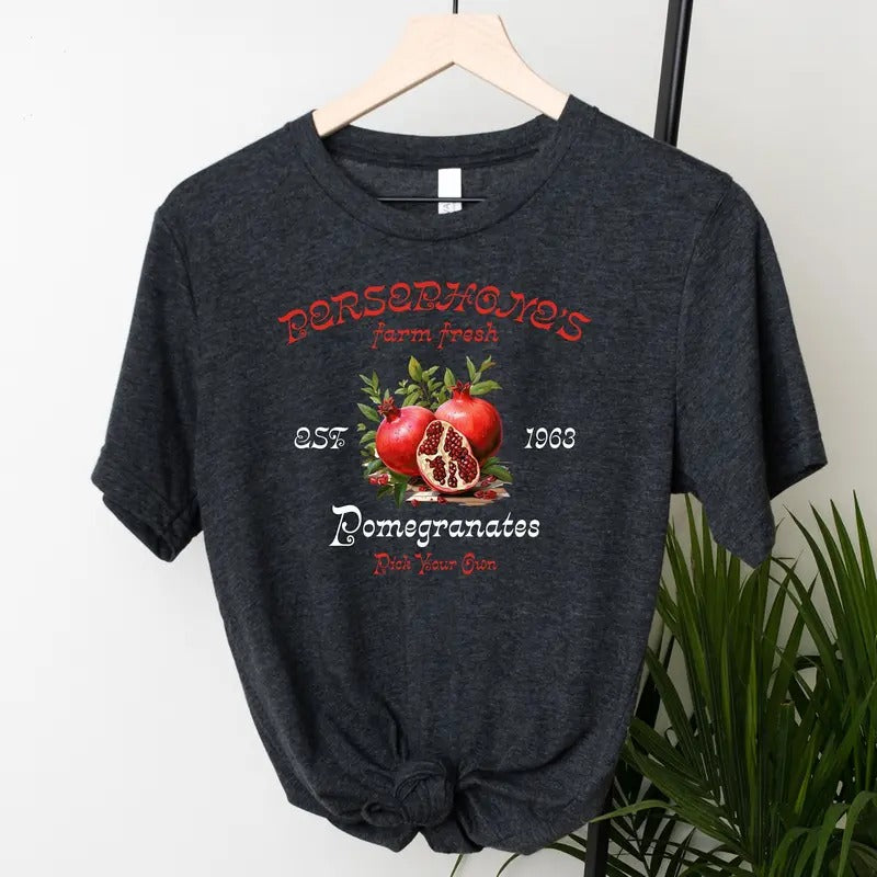 Persephone's Farm Fresh Pomegranates T-Shirt, Hades and Persephone Sweatshirt, Mythology T Shirt, Funny Bookish Sweater,...
