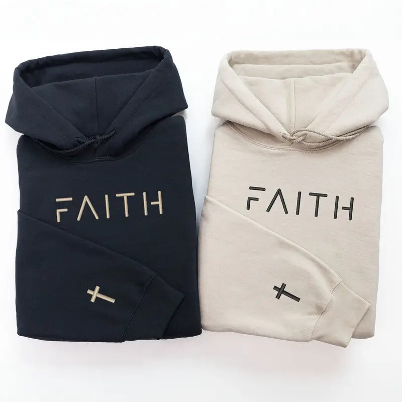 Personalized Faith Embroidered Hoodie - Unisex Crewneck Sweatshirt & Hoodie - Fit, Fabric T-Shirts | TeeBloomCo.com