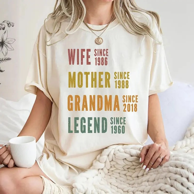 Personalized Mom Grandma Shirt, Wife Mother Grandma Legend Shirt, Custom Mom Tee Shirt, Birthday Gift For Mom, Mother's...