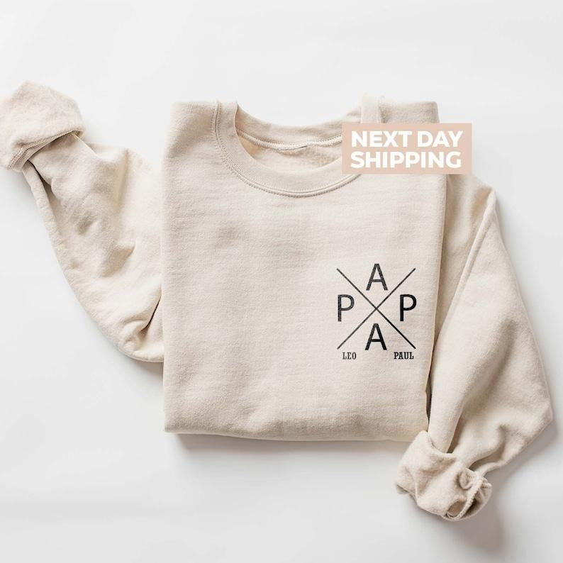 Personalized Papa Sweatshirt, Dad Sweater With Children's Names, Custom Papa Gift, Gift For Best Dad, Father's Day Gift,...