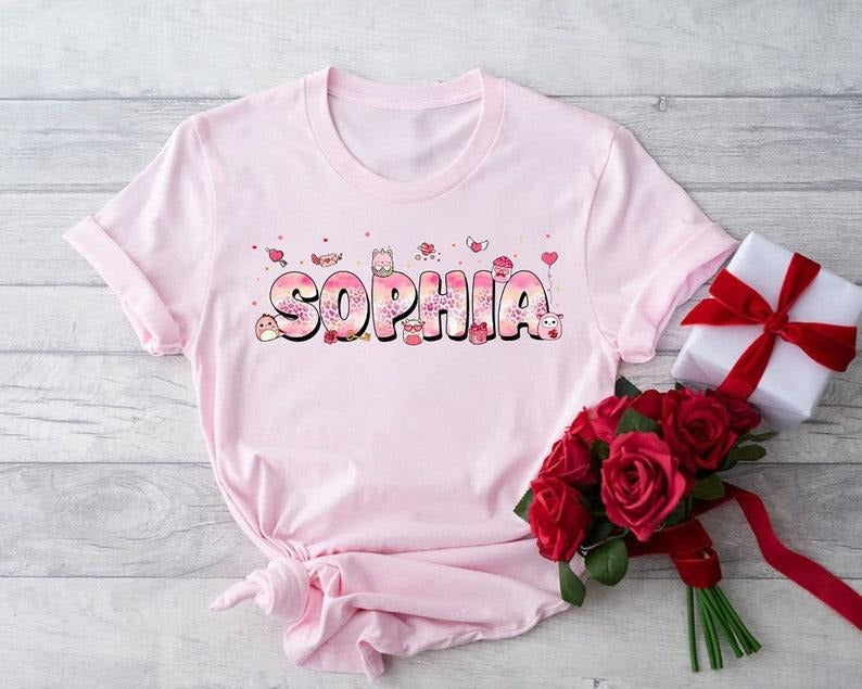 Personalized Squishmallow Valentine Shirt, Squishmallow Custom Name Shirt, Squishmallow Girls Shirt, Kids Squishmallow...