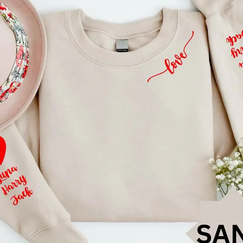 Personalized Valentine Sweatshirt, Heart Elbow Patch Hoodie, Love Heart Sweatshirt, Heart Arm Patches, Cute Valentine's...