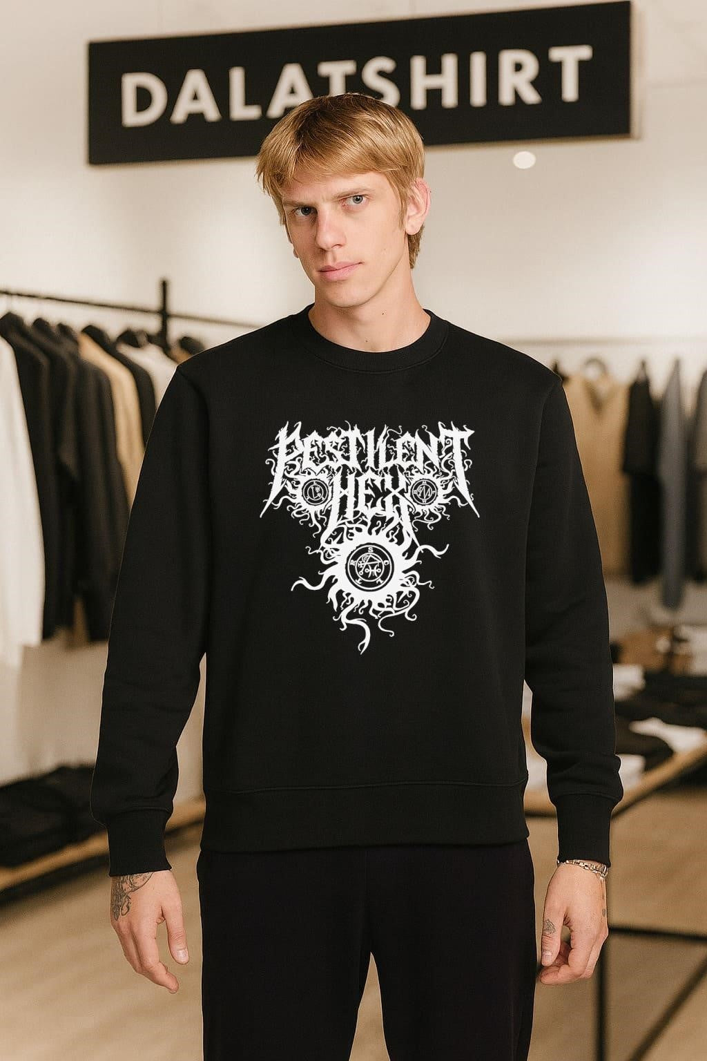 Pestilent Hex Black Metal Band Logo Occult Symbols shirt