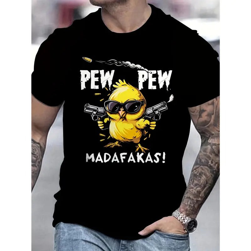 Pew Pew Madafakas Print Men's T-shirt 100% Cotton Short Sleeve 2024 T-Shirt Crew Neck Graphic Print T-Shirt made in usa...