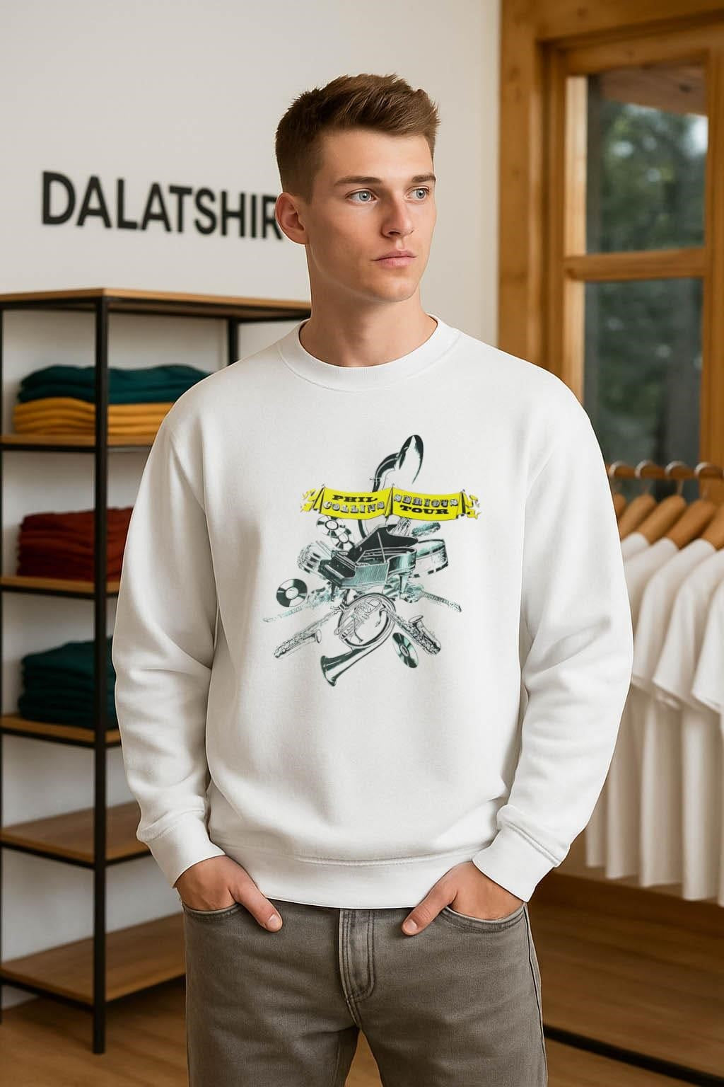 Phil Collins But Seriously Tour Musical Instruments Banner Illustration shirt