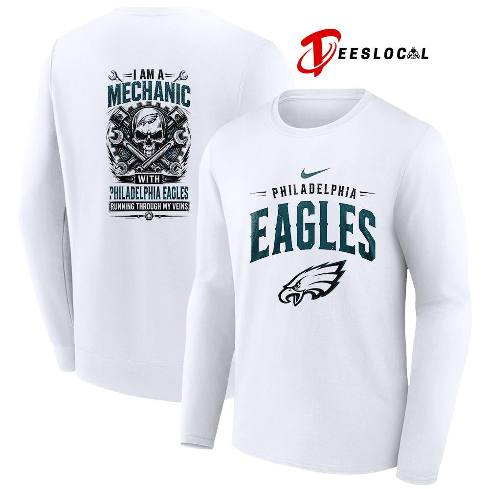 Philadelphia Eagles I am a mechanic running through my veins skeleton shirt