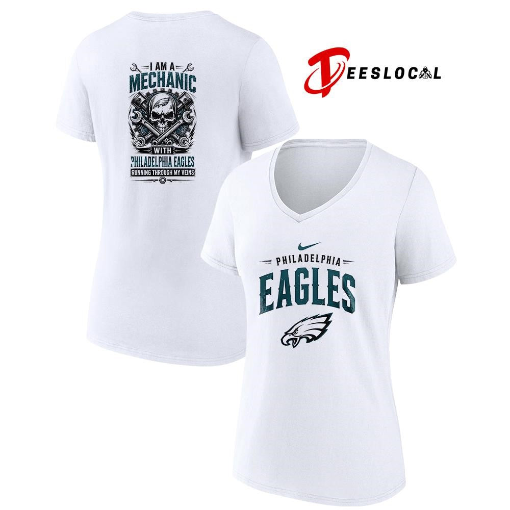 Philadelphia Eagles I am a mechanic running through my veins skeleton shirt