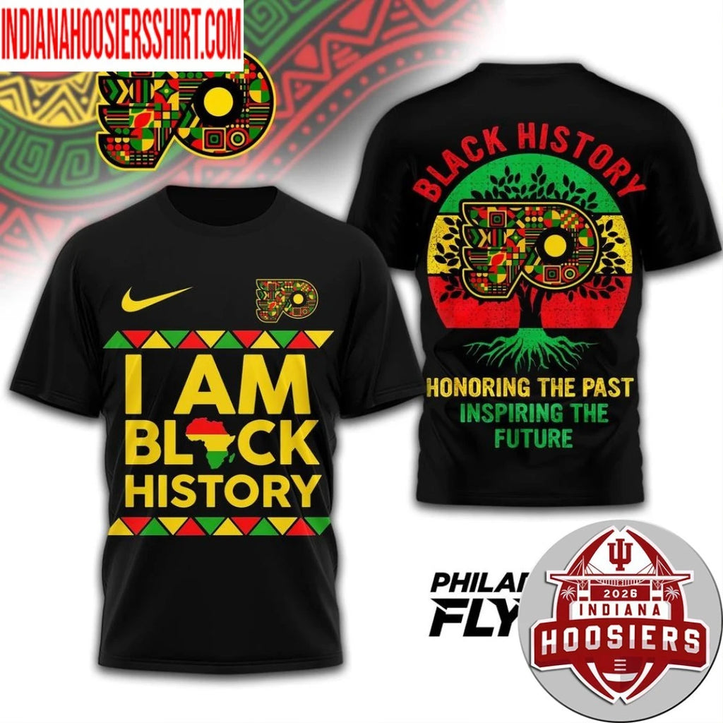 Philadelphia Flyers 2026 NHL Black History Map And Logo Two Sided Shirt