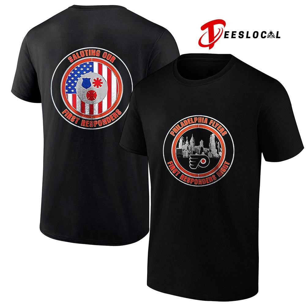 Philadelphia Flyers thank you firefighter saluting our first responders logo shirt