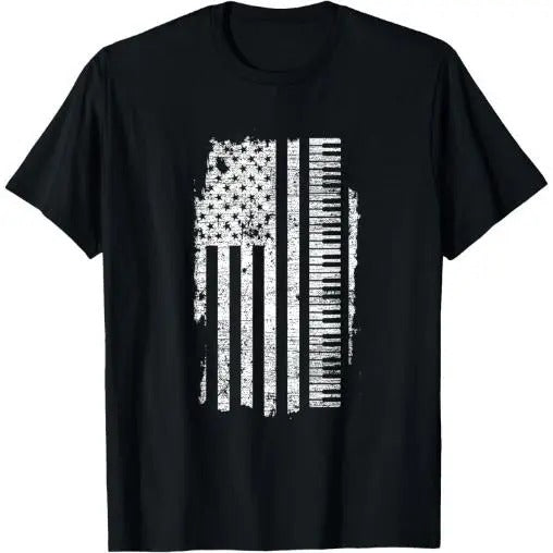 Piano T-Shirt - Keyboard USA Flag Pianist Gifts Music T-Shirt Made in USA Hoodie, Sweatshirt | TeeBloomCo.com
