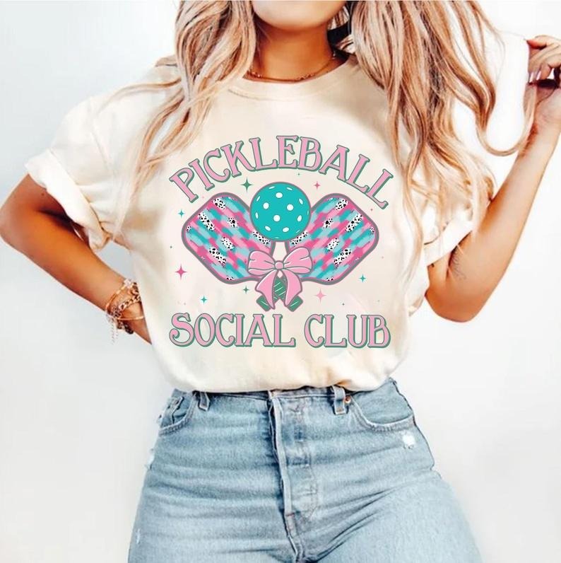 Pickleball Brushstroke Pickleball Preppy Social Club Coquette T-Shirt Hoodie, Sweatshirt | TeeBloomCo.com