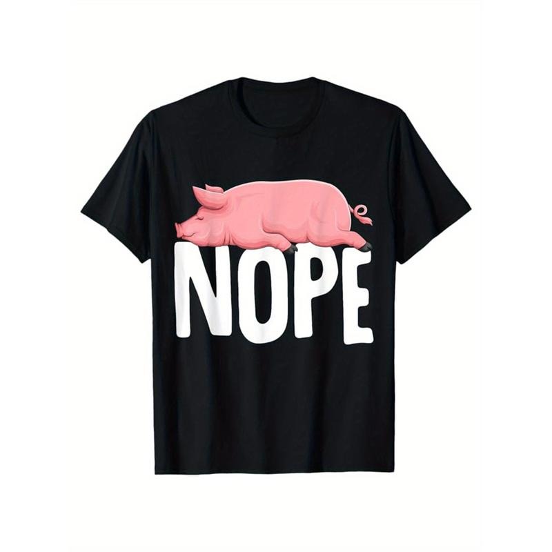 Pig Print, Men's Cotton T-shirt, Graphic Tee Men's Outdoor Clothes, Men's Clothing, Casual Short Sleeve Crew Neck...