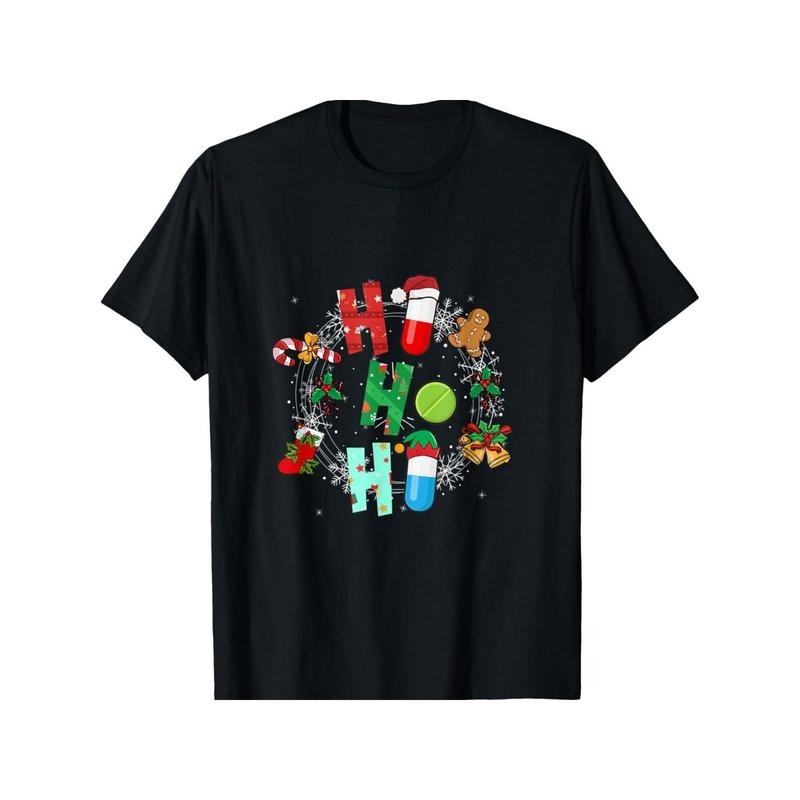 Pills Snowman Reindeer Santa Claus Pharmacy Crew Christmas T-Shirt for Men Women, Christmas Halloween New year...