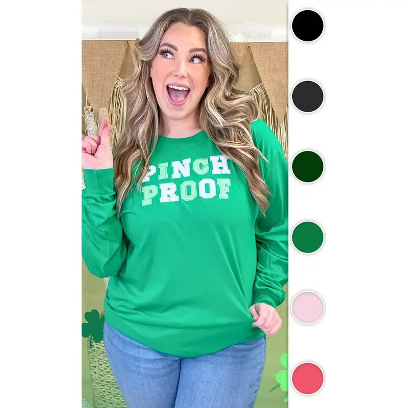 Pinch Proof St Patricks Day Sequin Graphic Long Sleeve Shirt Hoodie, Sweatshirt | TeeBloomCo.com