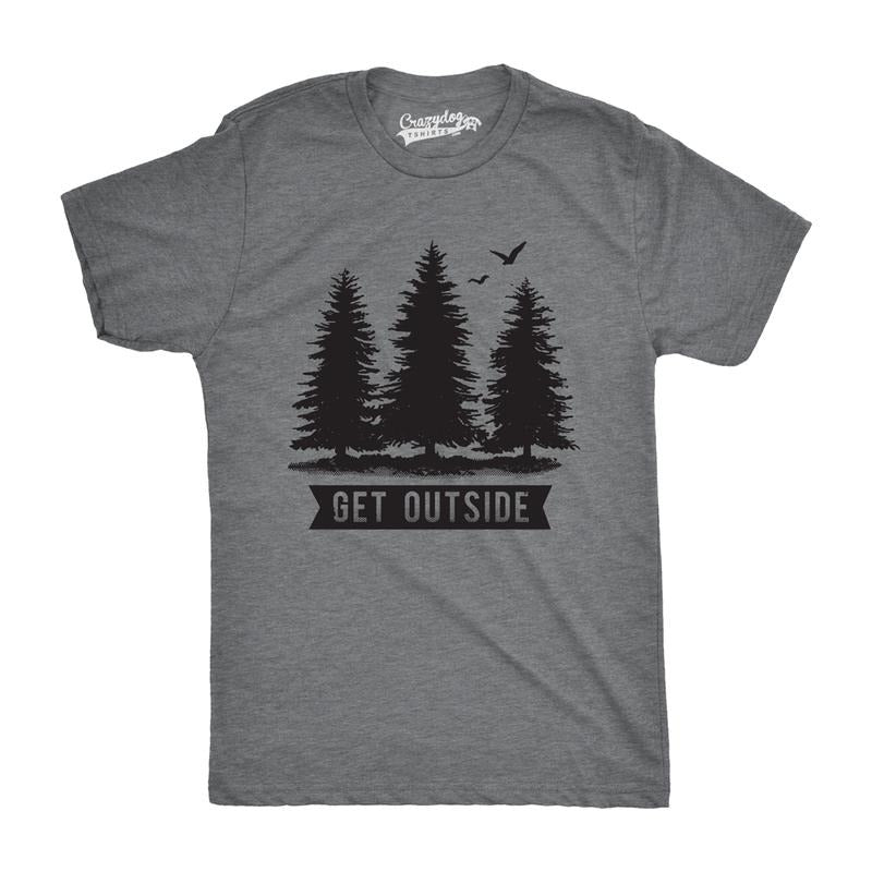 Pine Trees Get Outside Cool Outdoor Adventure T Shirt Mens Funny T Shirts Cool Tees Soft Stylish Casual Menswear Funny...