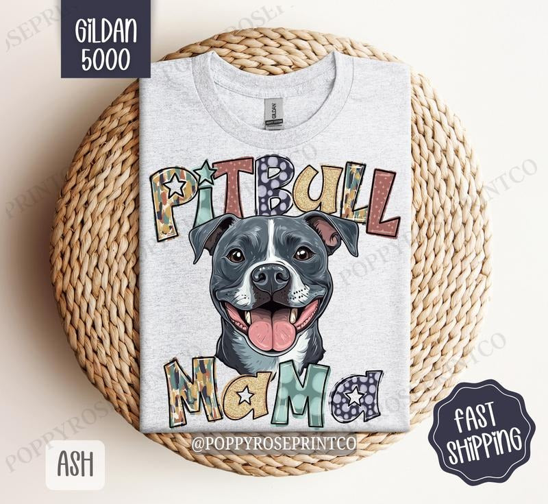 Pitbull Mama Shirt Gildan, Dog Mom Women's Tee, Cute Mama Women's Tshirt Plus Sizes Hoodie, Sweatshirt | TeeBloomCo.com