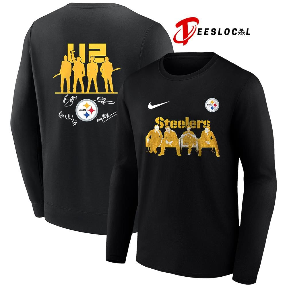 Pittsburgh Steelers x U2 band signature silhouette shirt ]Pittsburgh Steelers x U2 band signature silhouette shirt