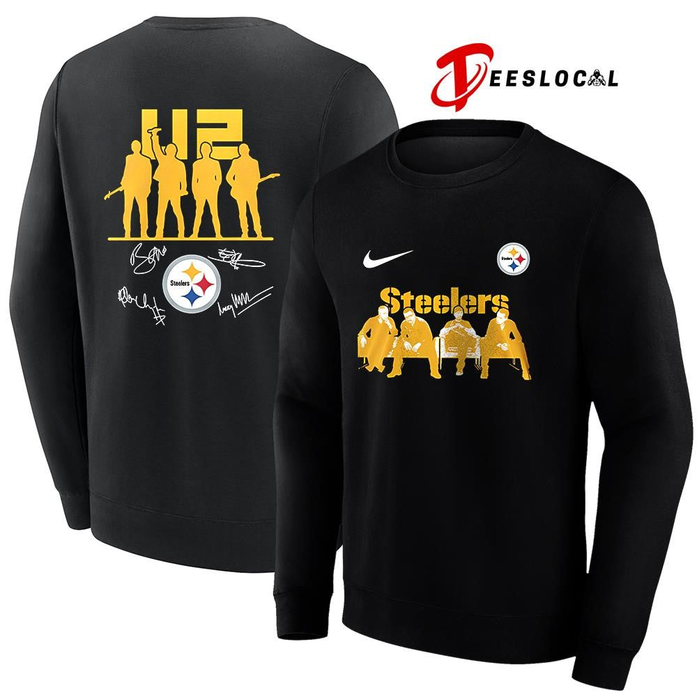 Pittsburgh Steelers x U2 band signature silhouette shirt ]Pittsburgh Steelers x U2 band signature silhouette shirt