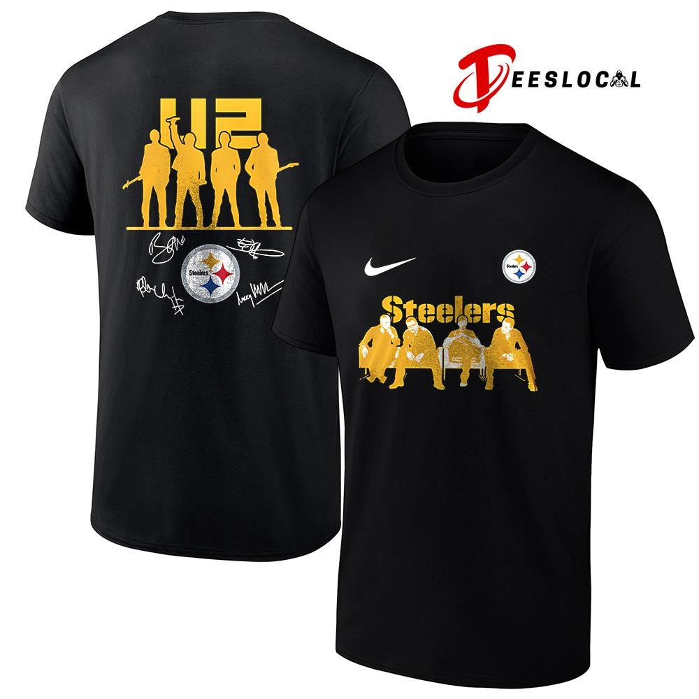 Pittsburgh Steelers x U2 band signature silhouette shirt ]Pittsburgh Steelers x U2 band signature silhouette shirt